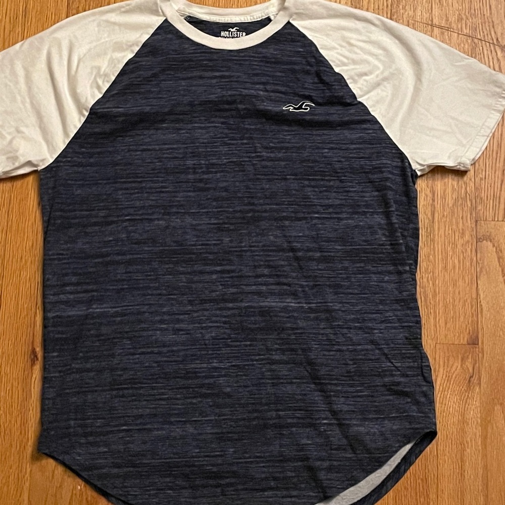 Navy blue and white Hollister shirt